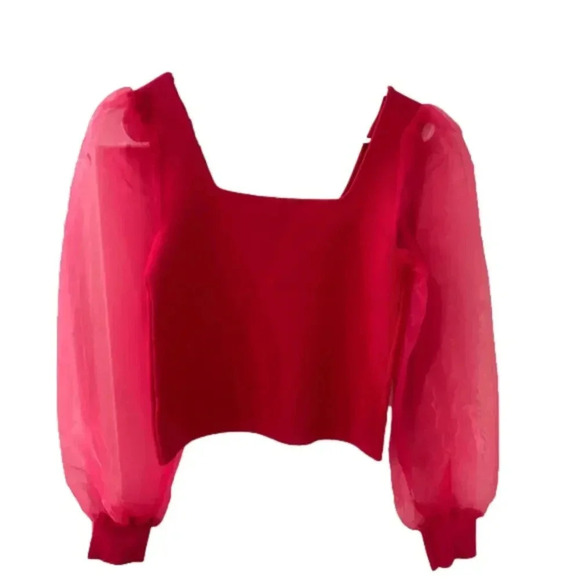 House of Harlow 1960 Women’s Top Long Sleeve Pink Peacock XS/TP MSP 145$ - Picture 2 of 9